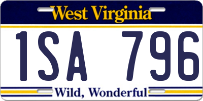 WV license plate 1SA796