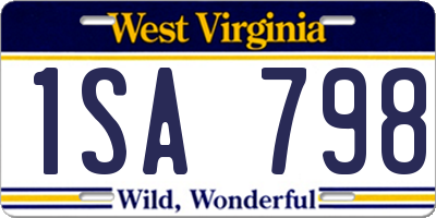 WV license plate 1SA798