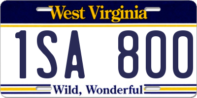 WV license plate 1SA800