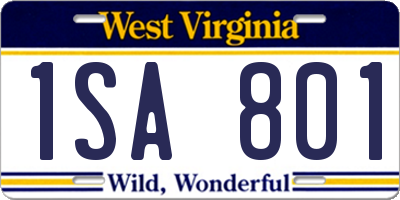 WV license plate 1SA801
