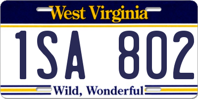 WV license plate 1SA802