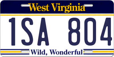 WV license plate 1SA804