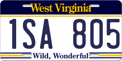 WV license plate 1SA805