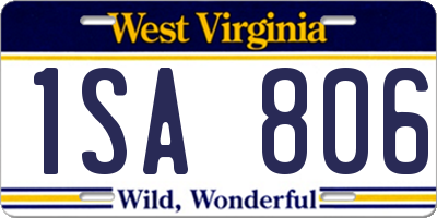 WV license plate 1SA806