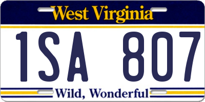 WV license plate 1SA807