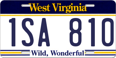 WV license plate 1SA810