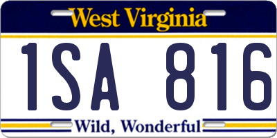 WV license plate 1SA816