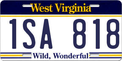 WV license plate 1SA818