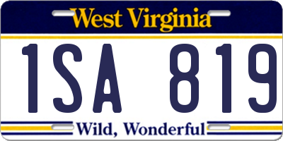 WV license plate 1SA819