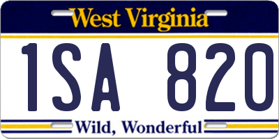 WV license plate 1SA820