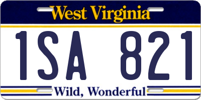 WV license plate 1SA821