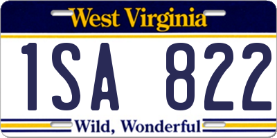 WV license plate 1SA822