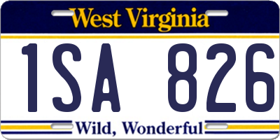 WV license plate 1SA826