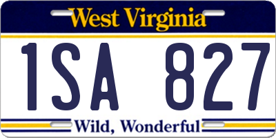 WV license plate 1SA827