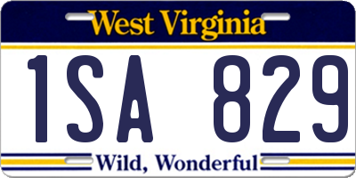 WV license plate 1SA829