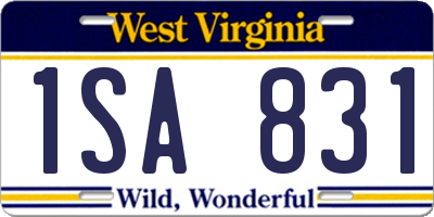 WV license plate 1SA831