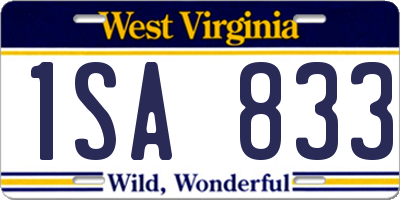 WV license plate 1SA833