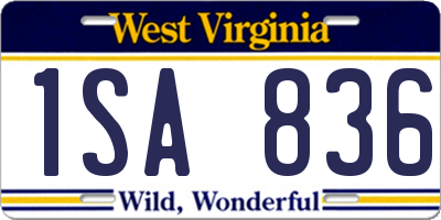 WV license plate 1SA836