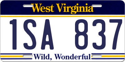 WV license plate 1SA837