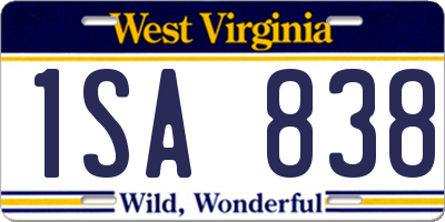 WV license plate 1SA838