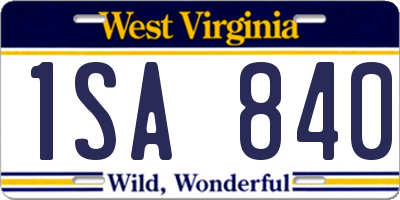 WV license plate 1SA840