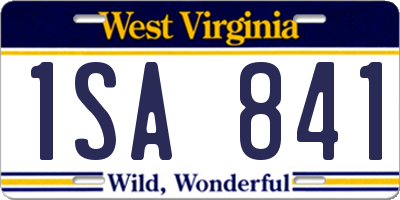 WV license plate 1SA841