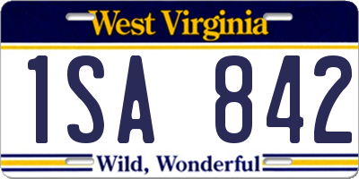 WV license plate 1SA842