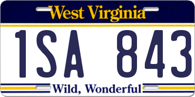 WV license plate 1SA843