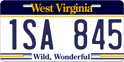 WV license plate 1SA845
