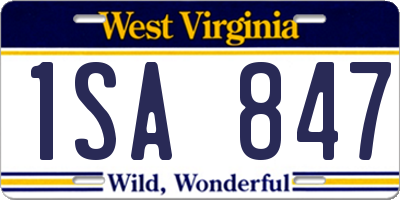 WV license plate 1SA847