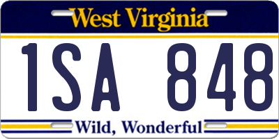 WV license plate 1SA848