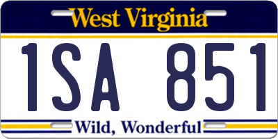 WV license plate 1SA851