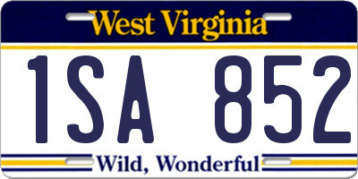 WV license plate 1SA852
