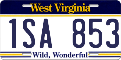 WV license plate 1SA853