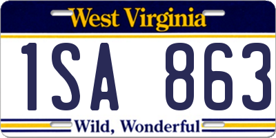 WV license plate 1SA863