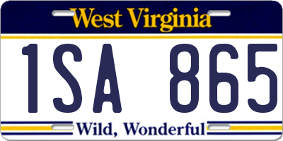 WV license plate 1SA865
