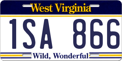 WV license plate 1SA866
