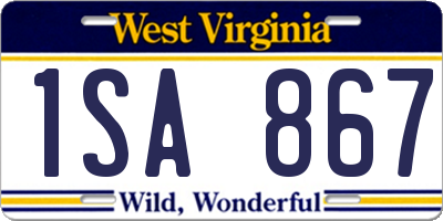 WV license plate 1SA867