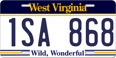 WV license plate 1SA868