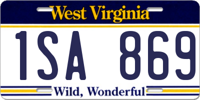 WV license plate 1SA869