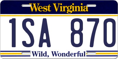 WV license plate 1SA870