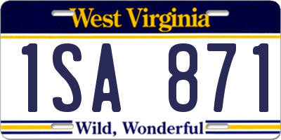WV license plate 1SA871