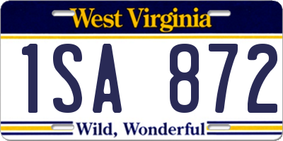 WV license plate 1SA872