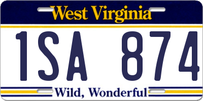 WV license plate 1SA874