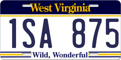 WV license plate 1SA875