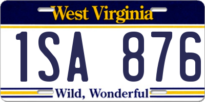 WV license plate 1SA876
