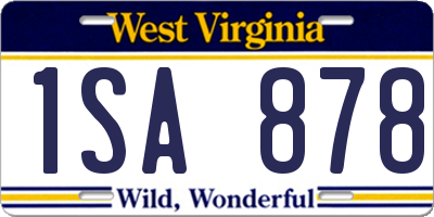WV license plate 1SA878