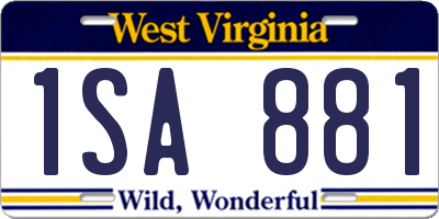 WV license plate 1SA881