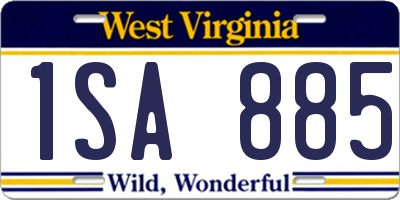 WV license plate 1SA885