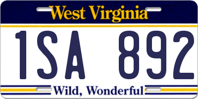 WV license plate 1SA892